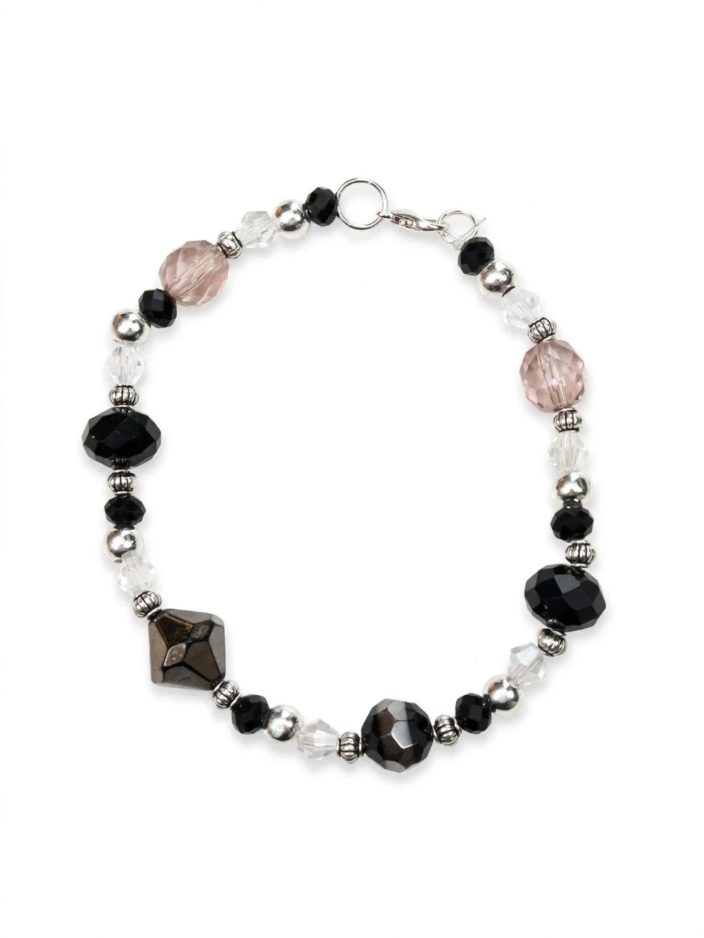 Elegant Black & Pink Beaded Bracelet - Women Jewelry